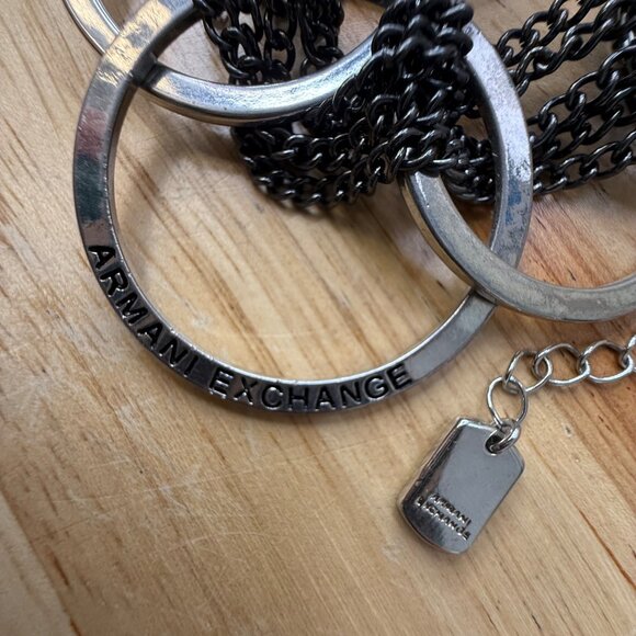 Armani Exchange Womens Silver-Tone Chain Necklace With Interlinked Rings Design - Picture 11 of 11